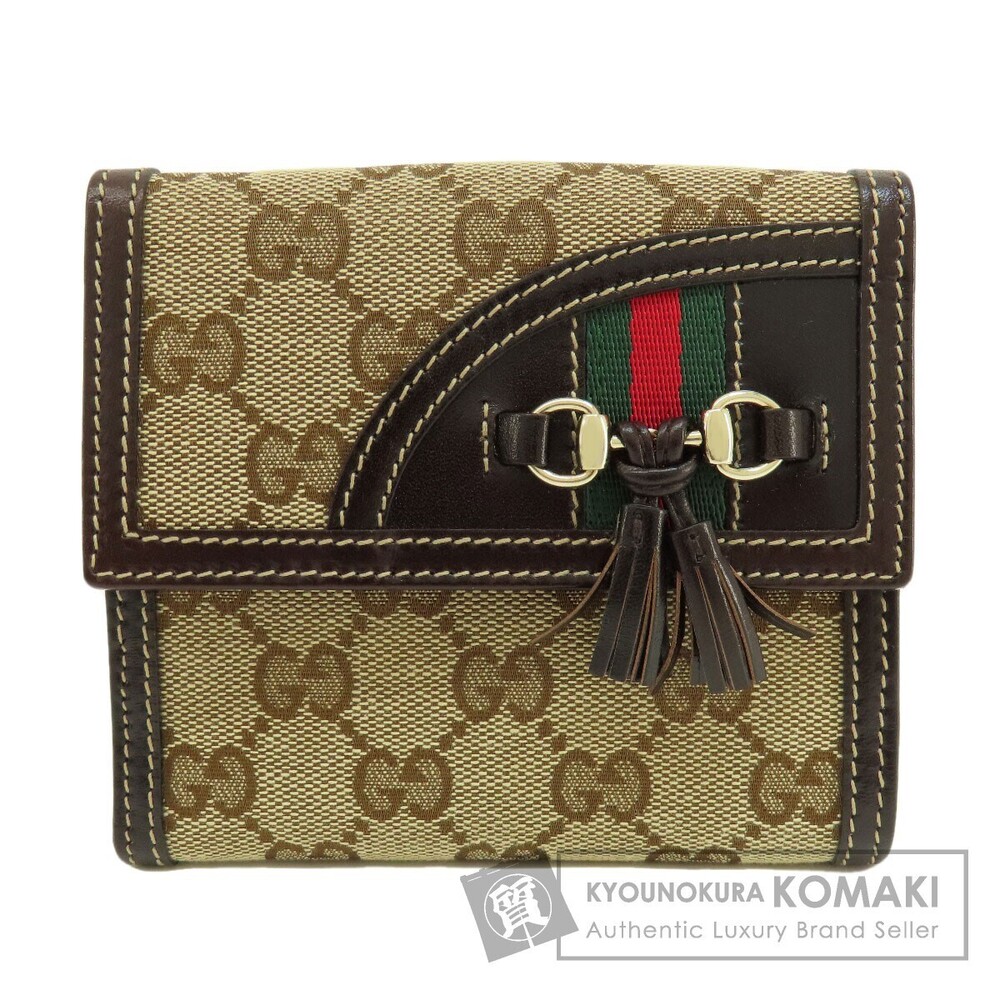 Gucci Double Hook Wallet GG Horsebit Bifold Canvas Leather